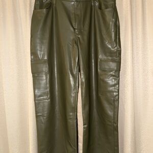 Olive Green Faux Leather Cargo Pants Abercrombie